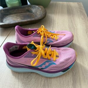 Saucony Women's Pink and Yellow Athletic Shoes